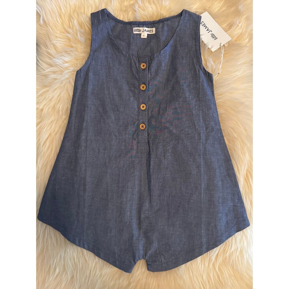 4-5y Little James Organic Cotton‎ Chambray Romper
– Blue